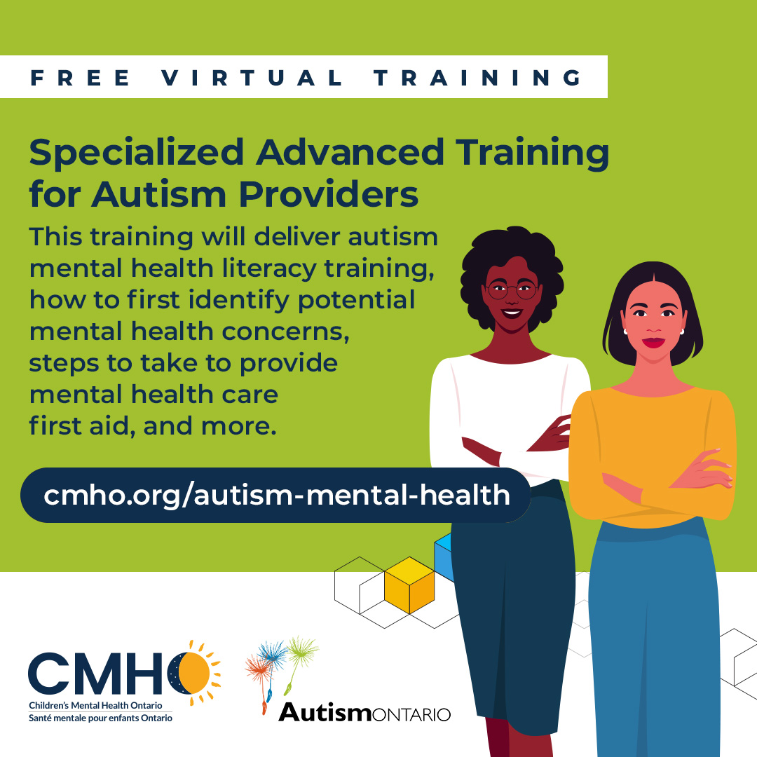 CMHO, <a href="/AutismONT/">Autism Ontario</a> and Dr. Jonathan Weiss, PhD, have partnered to introduce Ontario’s largest scale training program that is specifically designed to support mental health and autism professionals. cmho.org/autism-mental-…