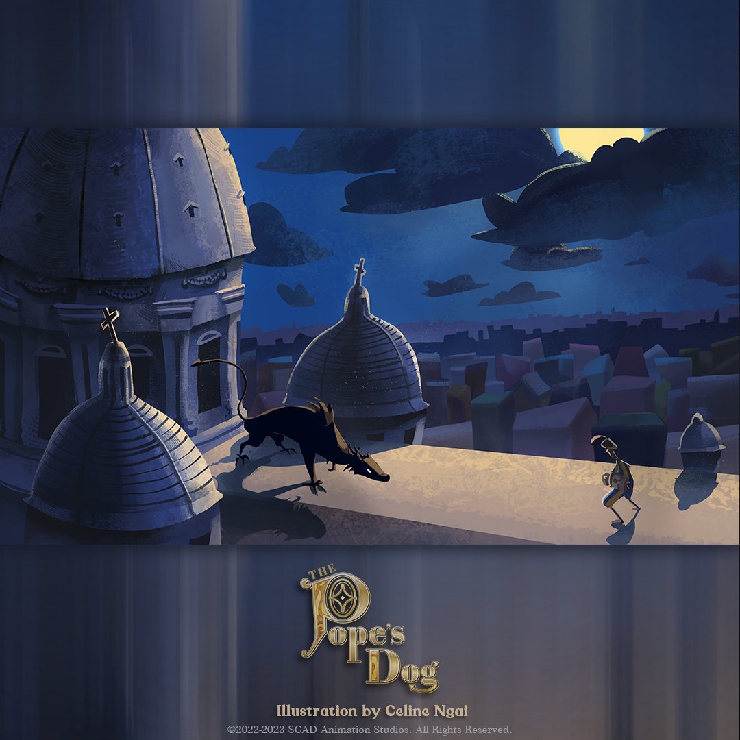 ThePopesDogFilm's tweet photo. Excited for the #CollegeTVAwards this week! Thought we'd celebrate by looking at some more awesome concept art by @EelsandInk, Zoe Martin, Celine Ngai, and Molly Cooper. #ThePopesDogFilm #SCADfilm #2danimation https://t.co/nM8hrwn20m