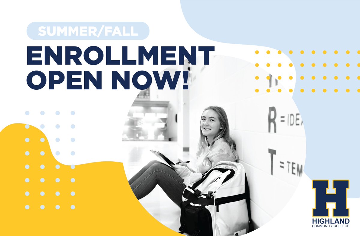 highlandcc's tweet photo. Enrollment is open now! Make sure you get enrolled for Summer and Fall! Start here: https://t.co/UHS9dEnGaX https://t.co/sJYLkXqwkY
