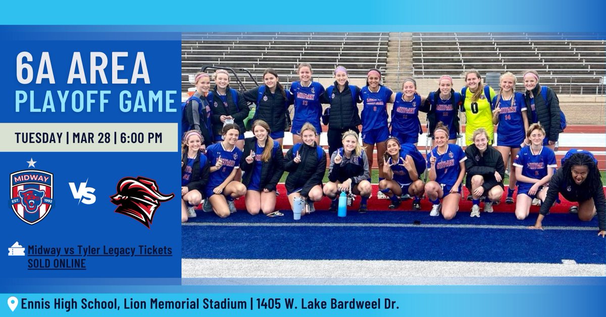 MidwayPanthers's tweet photo. The @Midway_soccer  face off against Tyler Legacy tomorrow night 6:00 at Ennis High School!  Tickets are available online only https://t.co/5NkG7SxJCc
LET'S GO PANTHERETTES! https://t.co/B9Qu3XJ5Ji