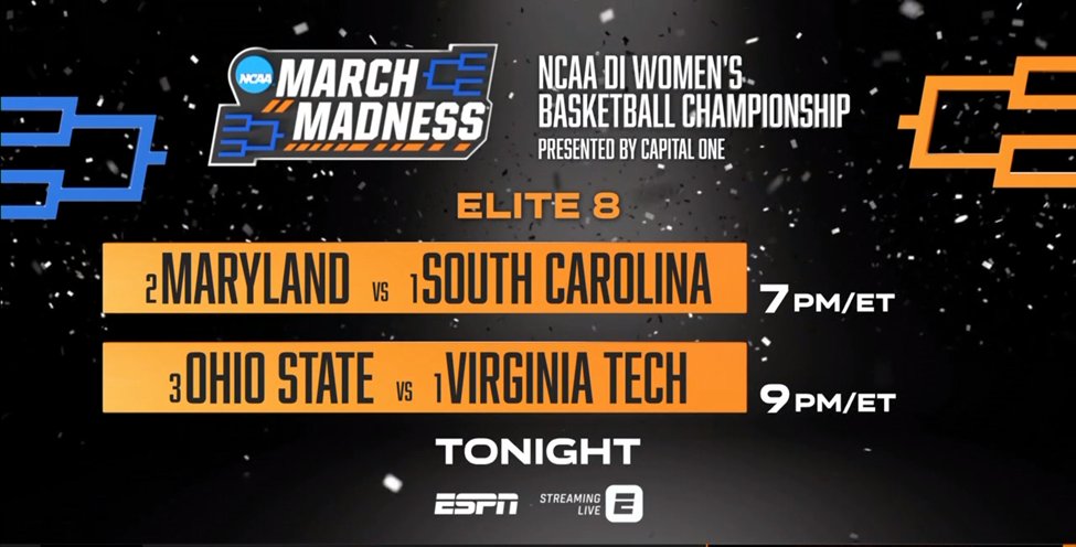bhofheimer_espn's tweet image. The last two #NCAAWB Final Four bids are on the line tonight on ESPN. Our crews for both big games:
🏀 #MDvsSCAR | 7p ET: @bethmowins @debbieantonelli @Angel_Gray1 
🏀 #OSUvsVT | 9p: @RyanRuocco @RebeccaLobo @Andraya_Carter @sportsiren
#MarchMadness