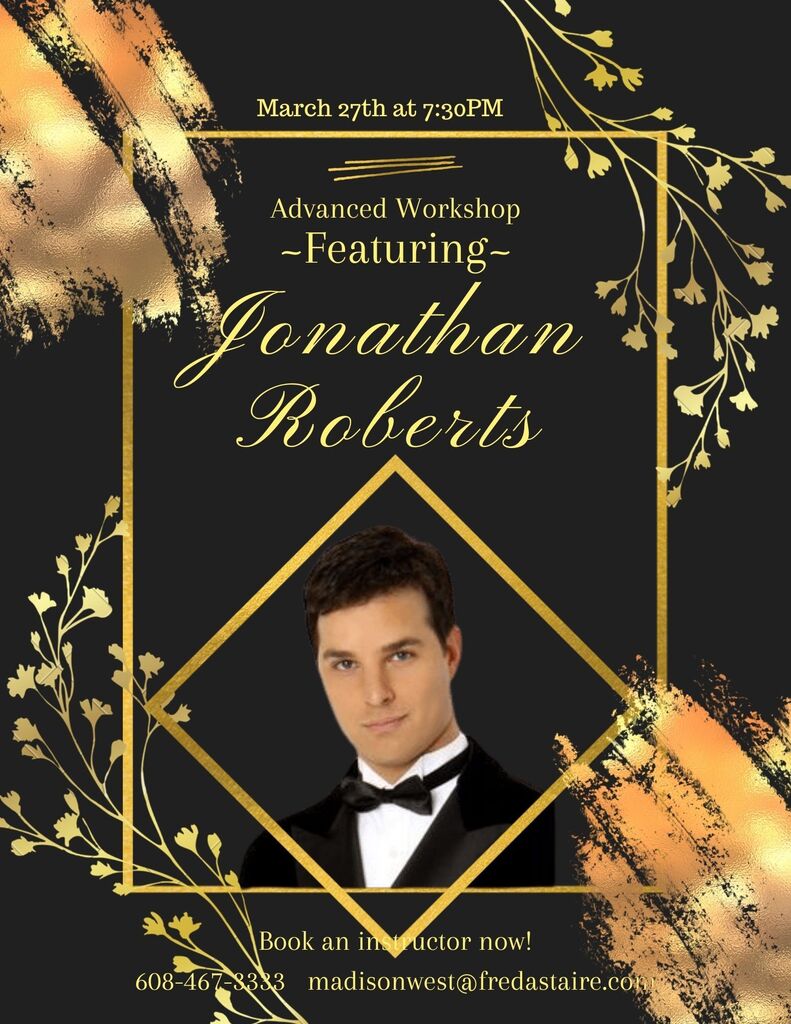 Jonathan Roberts is in the studio TODAY! If you wanted to get in for some time with him he's teaching a workshop on Dynamics &amp; Expression in Tango at 7:30pm. Reach out to your instructors or the front desk and we'd be happy to help! Space is limited!