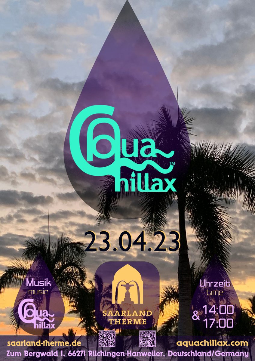 AquaChillax's tweet photo. Aqua Chillax™ Event at Saarland Therme in Germany on April 23, 2023. Join us at this beautiful Spa and relax your body & mind to relaxing sounds. Day Spa tickets at: https://t.co/ya0ksHMwfq #aquachillax #aquachillaxevent #saarlandtherme #spa #therme #saarland #wellness #spaevent https://t.co/5uNgucv36x