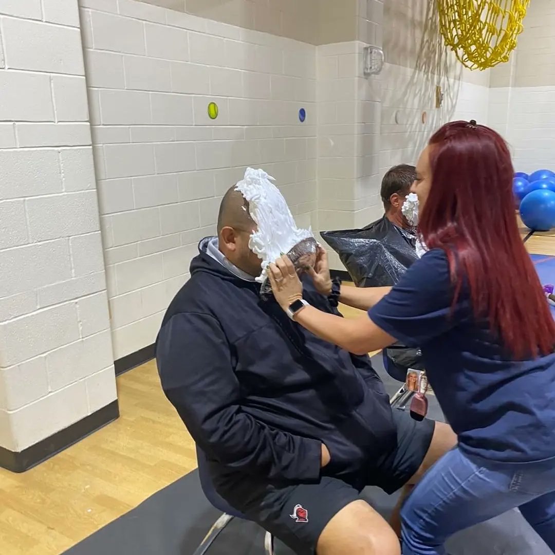 ridge_pta's tweet photo. ๐Congratulations to Mrs. Bundick's firwt grade class! They had the chance to pie RR's awesome coaches in face for raising the most money in one night for Fun Run!!!!๐ฅง
#rootedroyalridge https://t.co/J7ValzWdBR