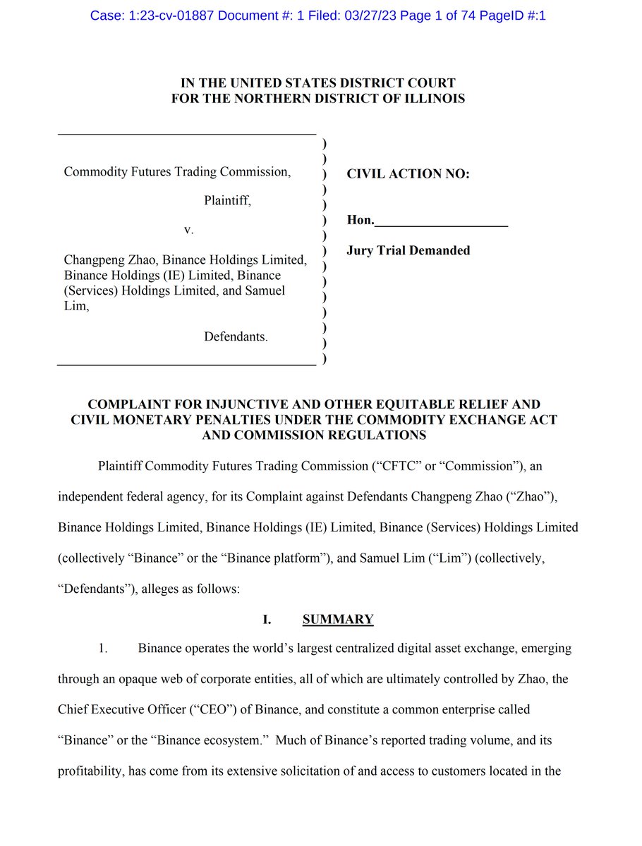 lawtoshi's tweet photo. CFTC sues CZ, Binance https://t.co/gUioz5jFmc