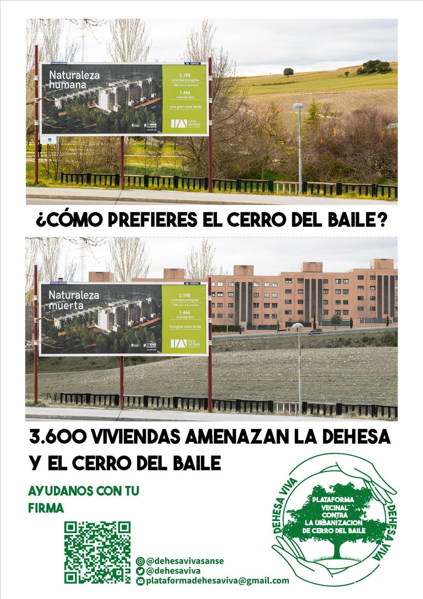 DehesaViva's tweet photo. ¿Por donde te apetece dar un paseo o salir a dar una vuelta con la bici? Es el momento de defender nuestra Dehesa. Paremos el proyecto urbanístico del Cerro del Baile. Síguenos y Ayúdanos firmando!!! @Sanse_alNatural @SalvemosSanse #ladehesaesnuestra @ondaceromn @madridnorte https://t.co/jyBtaXSBWt