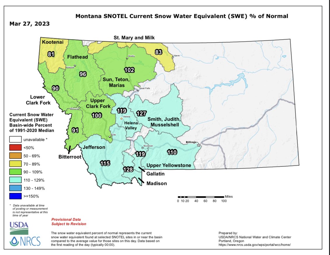 _out_door_'s tweet photo. Monday morning Montana snowpack map. https://t.co/cYVzCUbLHH