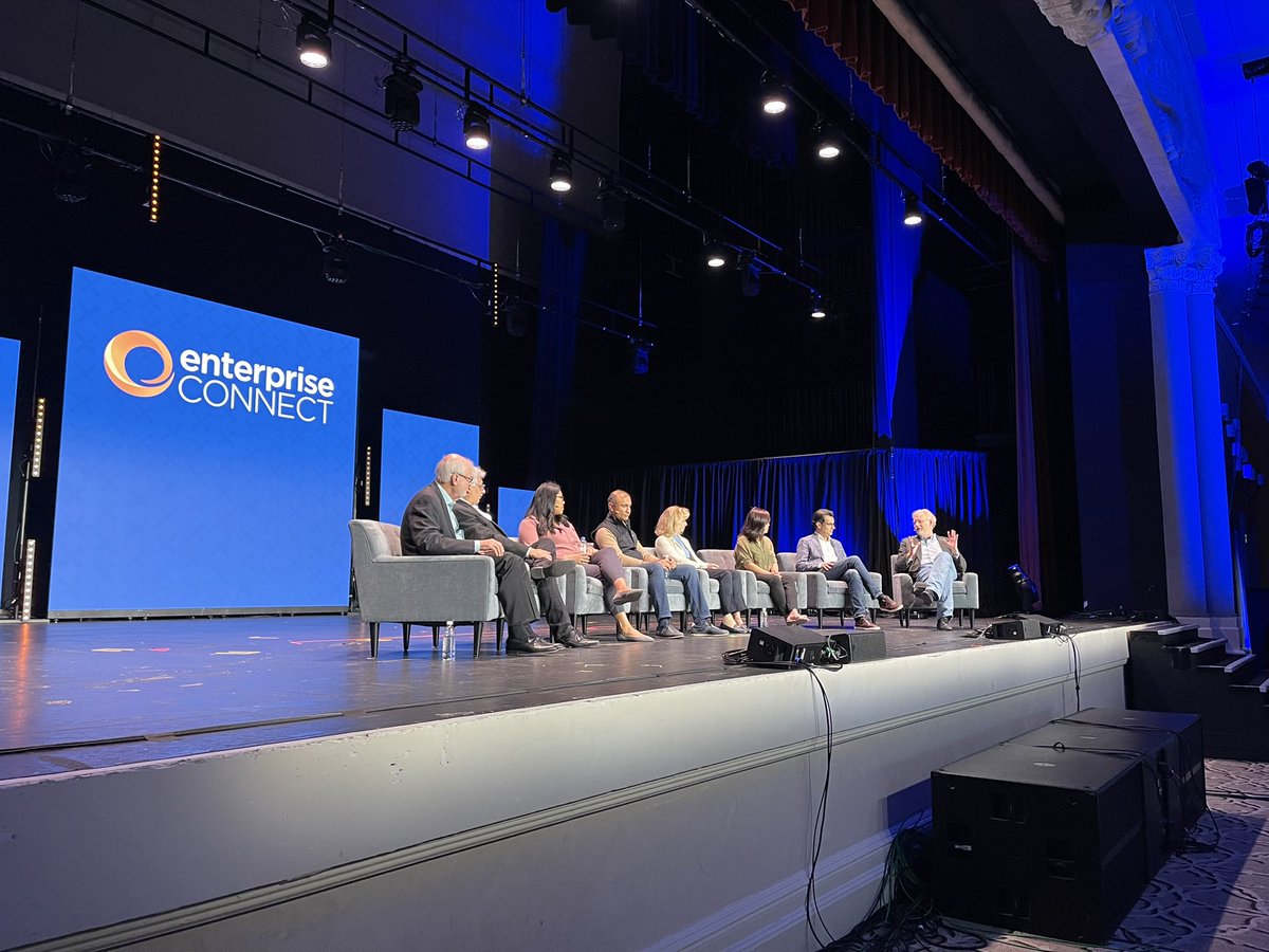 Packed room for the #EnterpriseConnect Opening General Session: Hybrid Work, AI, Strategic Trends, and more. 

Our leader, <a href="/lorrissa_horton/">Lorrissa Horton</a> SVP/GM &amp; CPO of Collaboration is part of the panel of leaders around these topics!