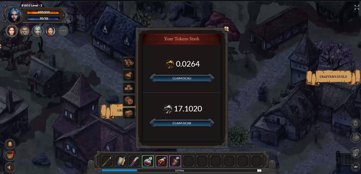 razion7's tweet photo. By battling you gather loot of various equipment AND earn the tokens $DCAU and $DCAR!

Both with deflationary burn mechanisms built in - $DCAU (150k low supply) used for healing and replenishing turns, while $DCAR is used for Crafting!

btw each equipment is its own unique NFT!🤯 https://t.co/ss19kdhRM1