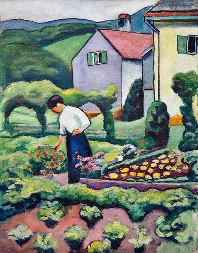 August Macke - Frau im Garten (Woman in garden), 1911. Oil on canvas, 76.5 x 59.5 cm. Private Collection. Courtesy of Museum August Macke Haus, Bonn, Germany