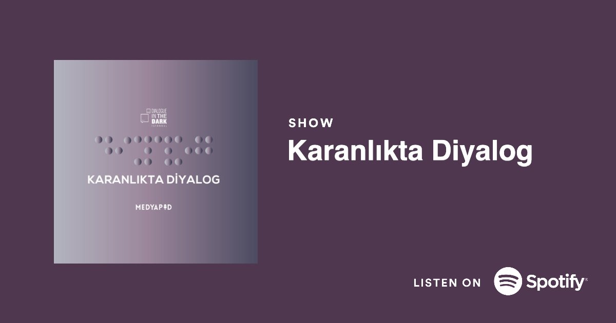 Ortak yapımcısı olmaktan mutluluk duyduğumuz, <a href="/dialogistanbul/">İstanbulDiyalogMüzesi</a>'la birlikte hayata geçirdiğimiz Karanlıkta Diyalog Podcast'in ilk bölümü bugün yayında! <a href="/HarunSARIKAYA3/">Harun SARIKAYA</a>'nın sevgili <a href="/ccanozz/">Can Öz</a>'ü konuk ettiği bölümü dinlemek için:

open.spotify.com/episode/451cjN…