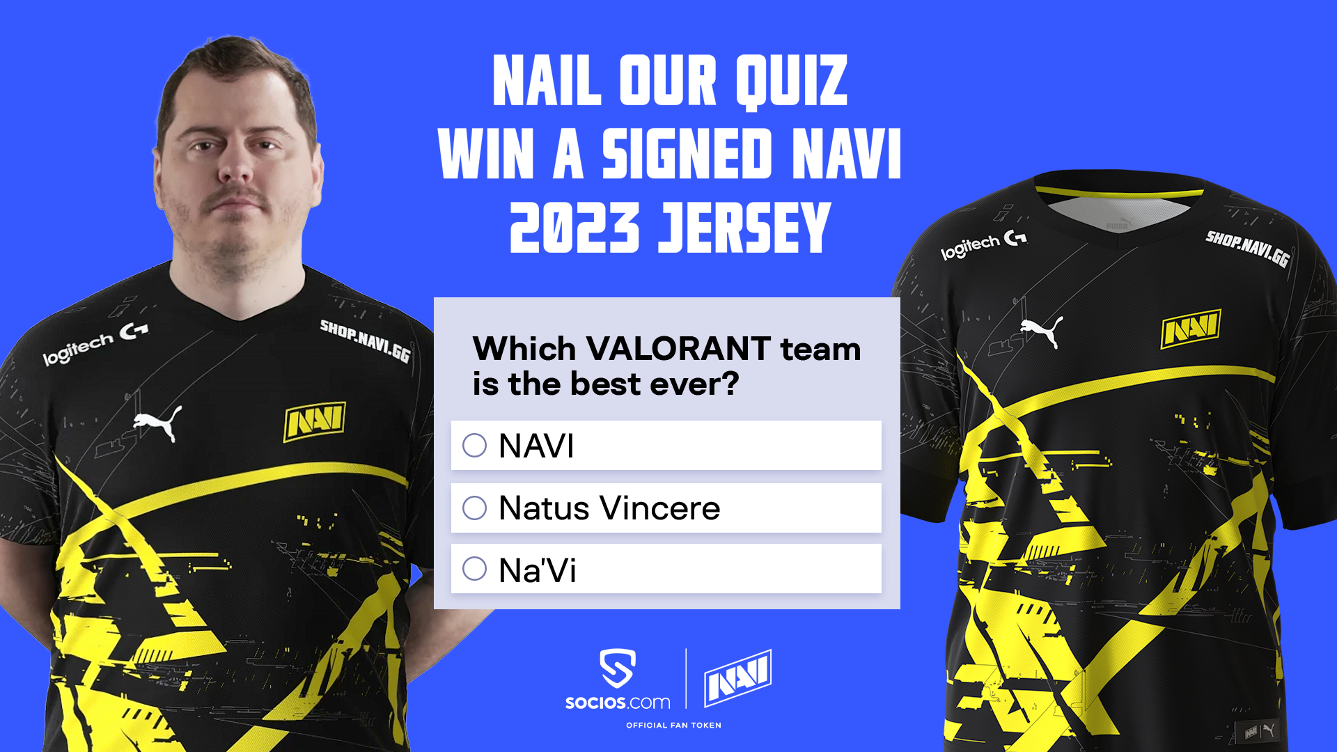 NAVI Valorant X Agents assemble. Nail the NAVI VALORANT quiz and win a Jersey from the 2023 Pro Kit signed by NAVI.VALORANT Get your NAVI Fan Tokens ready and participate now