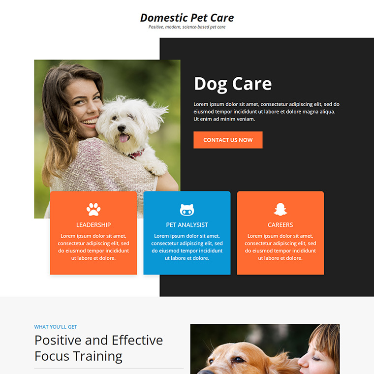Download ready to use the best domestic pet care services landing page design at an affordable price from buff.ly/3QkoEsY #animals #pets #animalcare #petscare #dogsclub