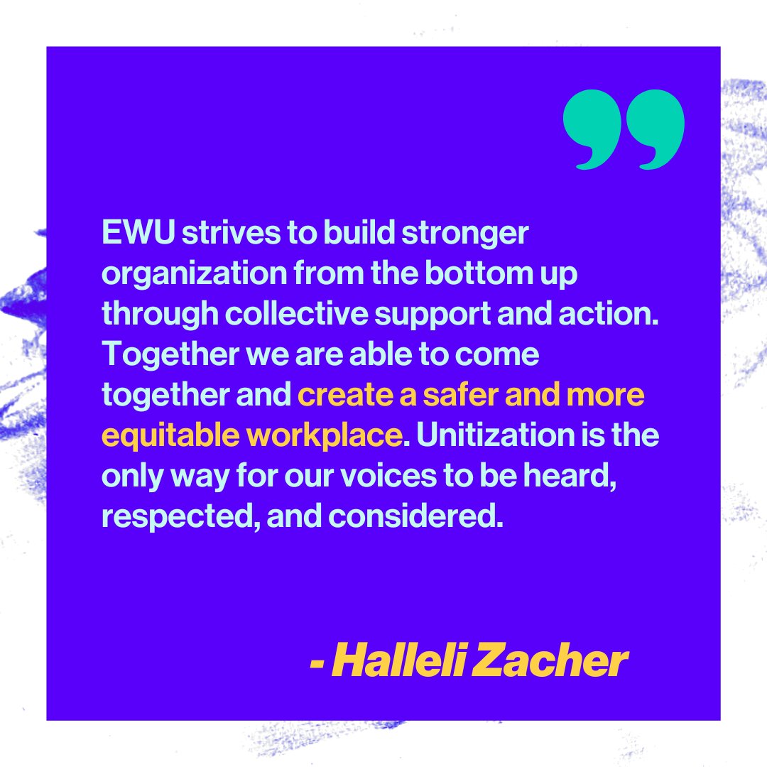 evergreen_union's tweet photo. Halleli says: “EWU strives to build stronger organization from the bottom up through collective support and action. Together we are able to come together and create a safer and more equitable workplace.” https://t.co/2HfjOp9Ygr