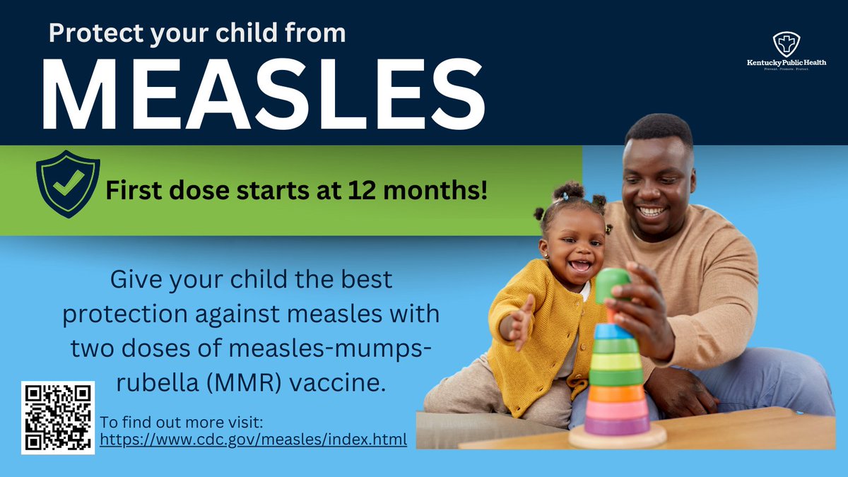 healthyky's tweet photo. Are you and your child protected?
Measles is very contagious and spreads in the air when an infected person coughs or sneezes. Vaccines are critical to prevent an outbreak of this disease. #measles https://t.co/K15sY9tArt