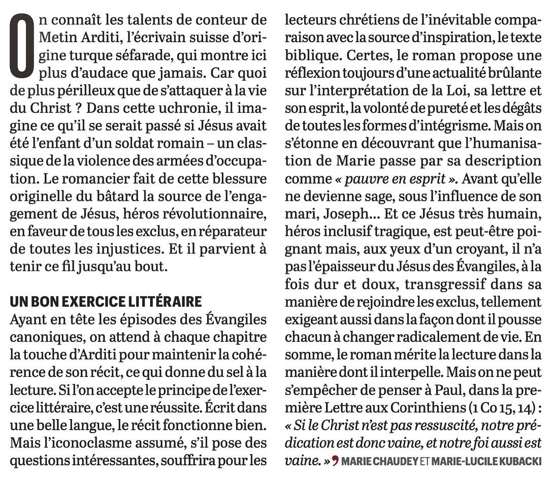 Merci à Marie Chaudey et Marie-Lucile Kubacki, journalistes à @LaVieHebdo, hebdomadaire chrétien, pour leur lecture aussi avertie qu’élégante du roman «Le Bâtard de Nazareth». Et en lien l’interview 👉 bit.ly/3TM70Rw @EditionsGrasset #lebâtarddenazareth