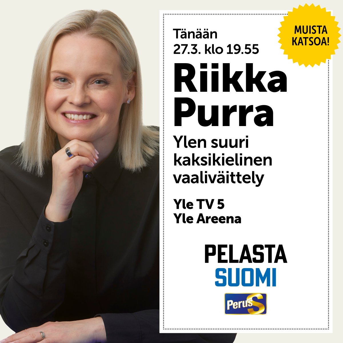 persut's tweet image. Tänään viisi vaille kahdeksan Ylen suuri kaksikielinen vaaliväittely.

@ir_rkp #PS2023 #perussuomalaiset #vaalit23