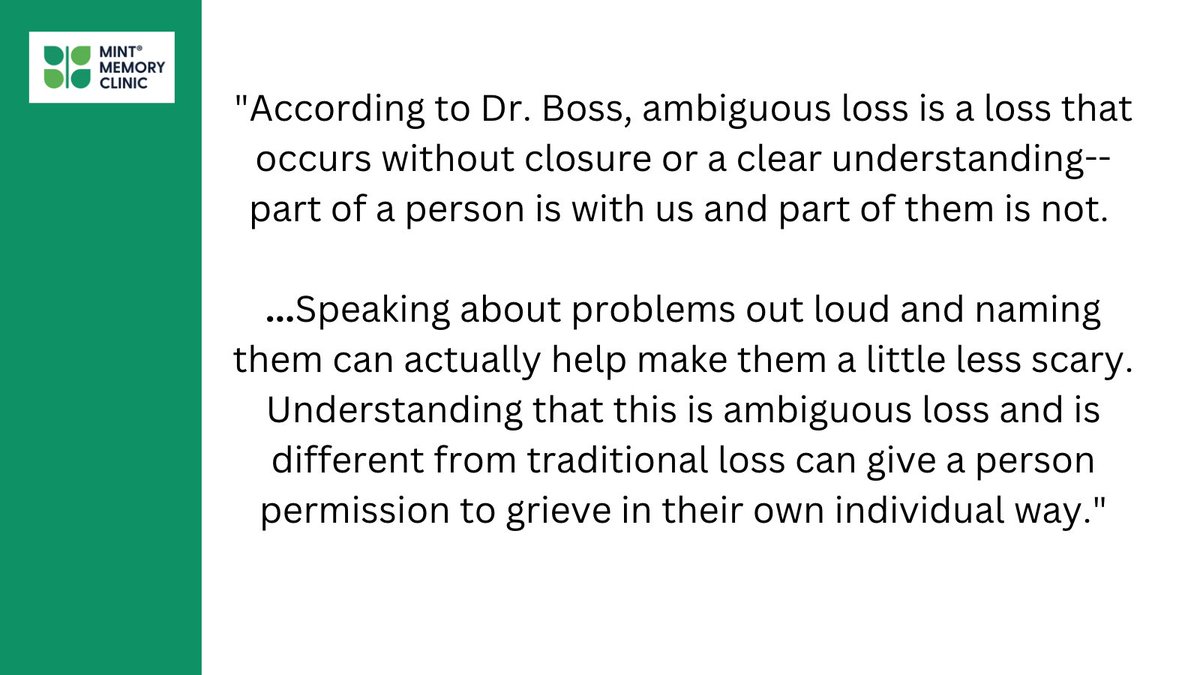 MINTMemoryCare's tweet image. Ambiguous loss is something often experienced by caregivers of #PLWD. Read on for what that is, what it can lead to and tips on how to address it.

alzfdn.org/alzheimers-tod…

#LearningMoMINT