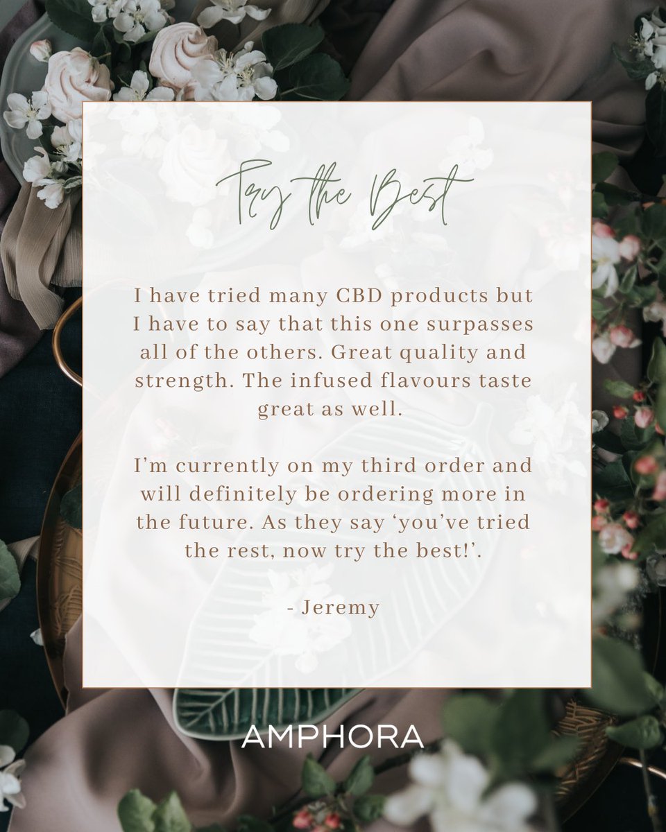 InfusedAmphora's tweet photo. Love hearing a kind review of our products from customers! Send a link of your online review or conversation about Amphora products to clientcare@infusedamphora.com or submit through our contact form to receive a one time discount code for 25% Amphora CBD products.

#review https://t.co/FOVh72d2UN