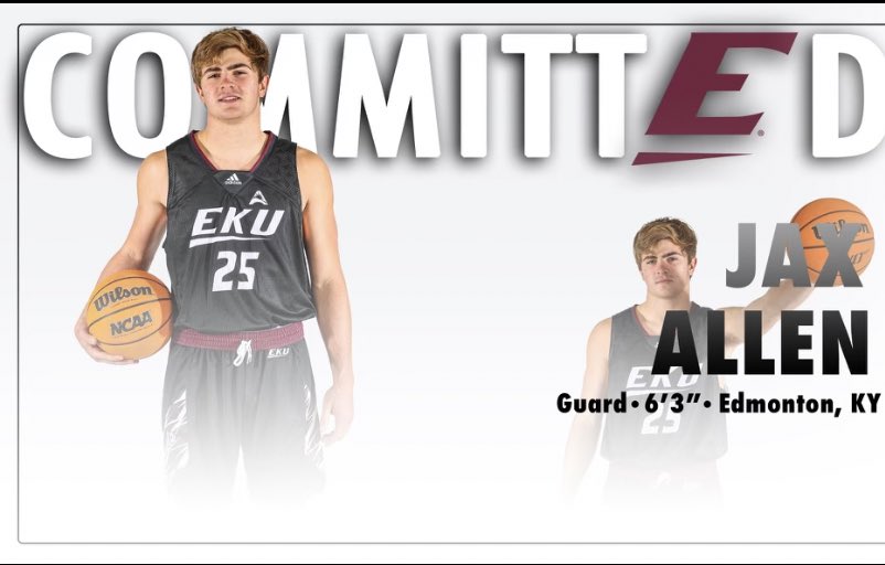 Jax Allen (@jaxallen6) on Twitter photo After much consideration, I have decided to continue my academic and basketball career at Eastern Kentucky University.
Thanks to <a href="/CoachAWHamilton/">A.W. Hamilton</a> and his staff for this opportunity. GoBigE! After much consideration, I have decided to continue my academic and basketball career at Eastern Kentucky University.
Thanks to <a href="/CoachAWHamilton/">A.W. Hamilton</a> and his staff for this opportunity. GoBigE!