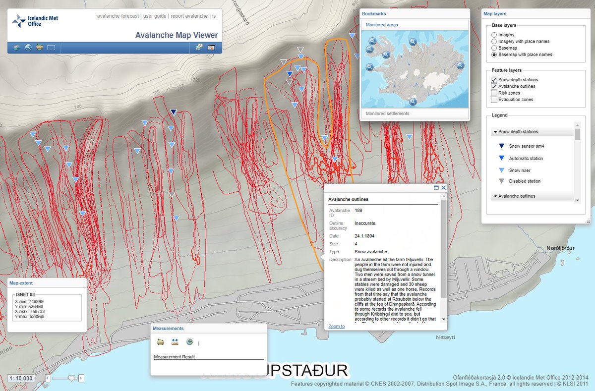 Snjóflóð: Last night's avalanches happened in Neskaupstaðir, East Iceland, a community that was hit by a deadline avalanche in December 1974 killing 12 people and the first lethal of such events in Iceland in over five decades  ruv.is/english/2023-0… #naturalhazards #iceland