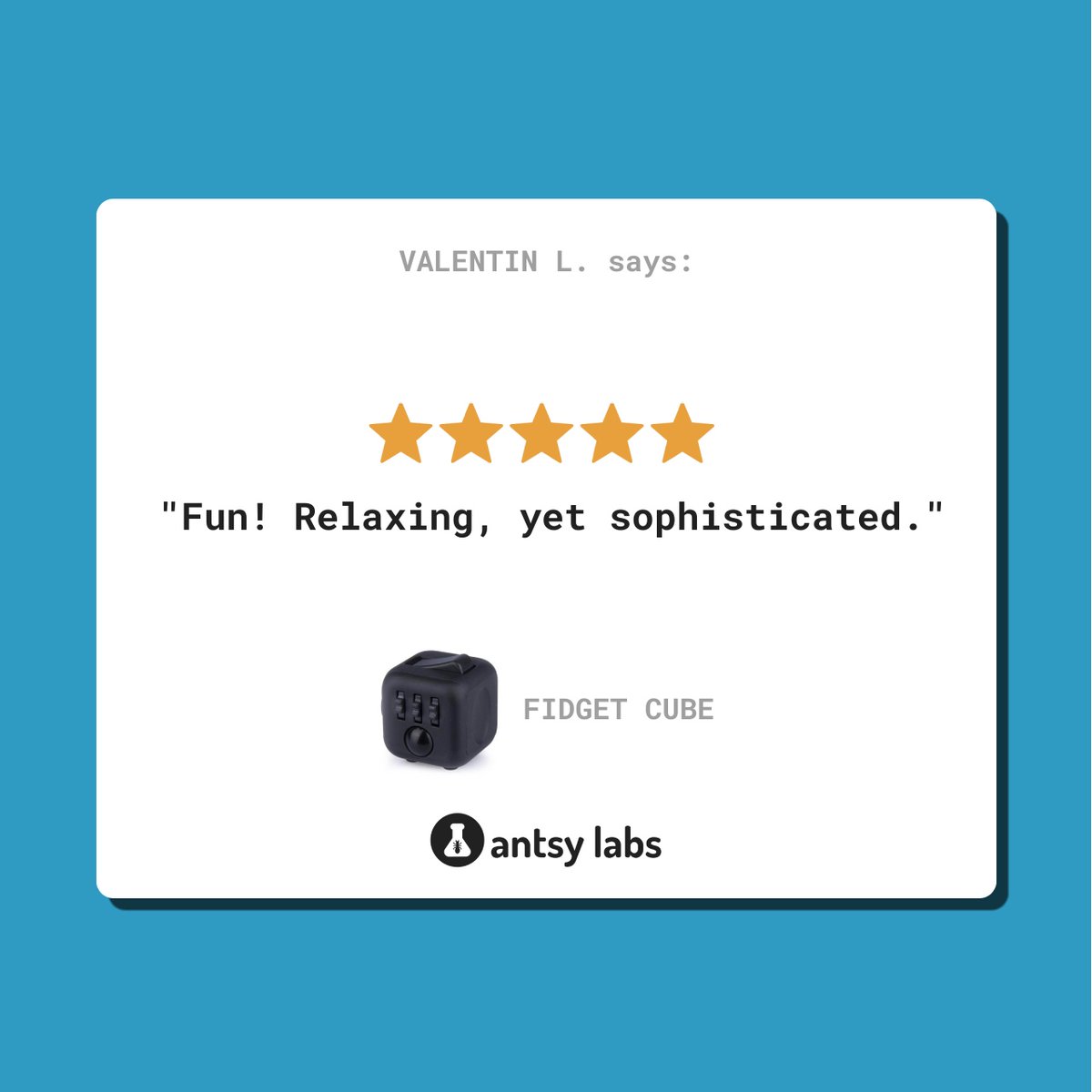antsylabs's tweet photo. 🥳🧘♀️ + 🧐🎩
The Original Fidget Cube can be two things at once. 🙌
🔗: https://t.co/sLo5dpCpXO
#antsylabs #fidgetcube #fidget #fidgettoy #fidgettoys #desktoy #adhd #fidgetfever #theoriginalfidgetcube #fidgetcubebyantsylabs #fidgets #relax #meditate #stressrelief https://t.co/V53bT0LNHO