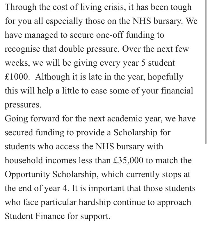 Newcastle School of Medicine is supporting final year students….and has continued to support them for years to come! This is fantastic news! Hopefully other medical schools will follow this example!