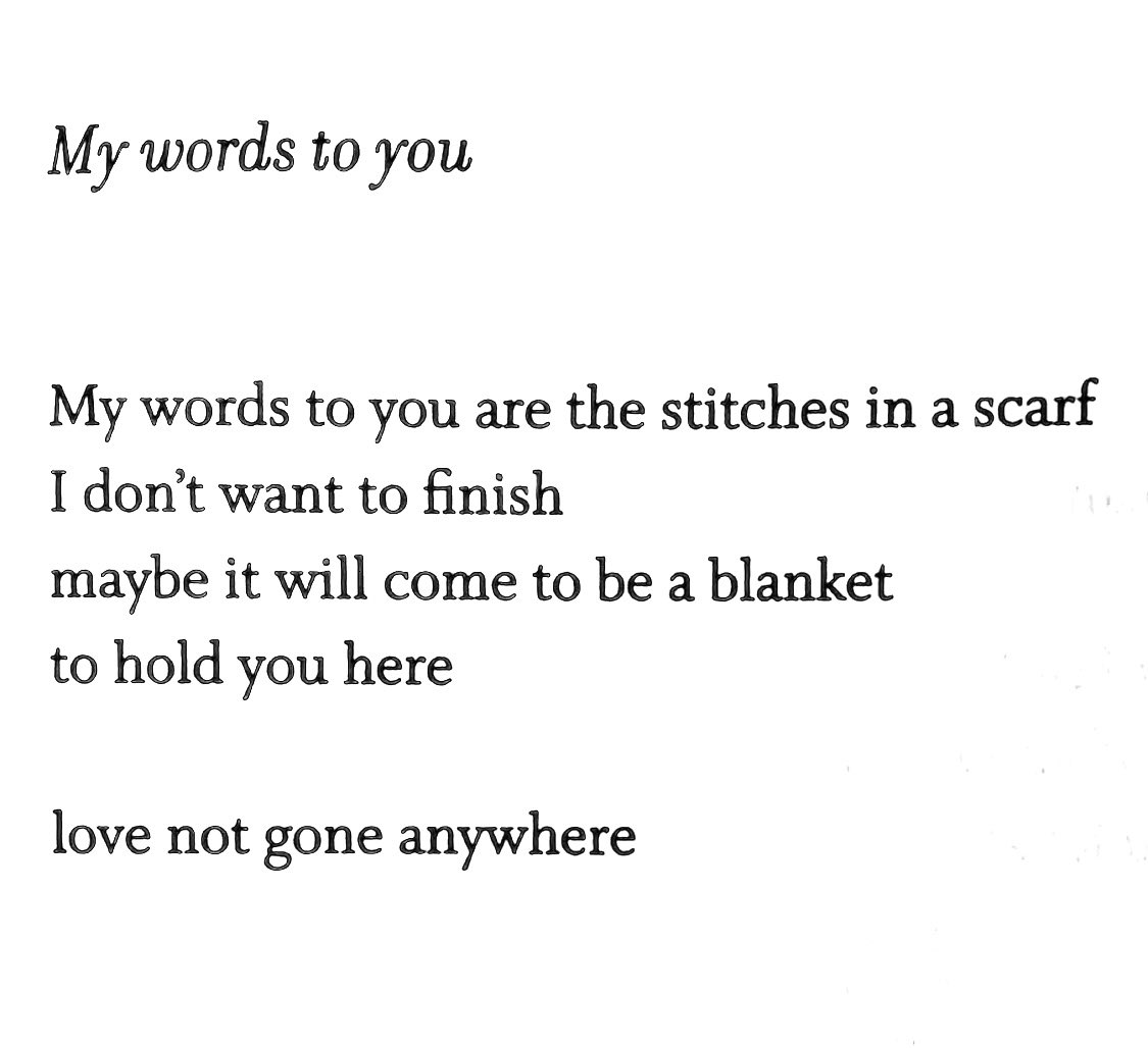 MayaCPopa's tweet photo. “love not gone anywhere”

Jean Valentine: https://t.co/Zuxm9nWKzX