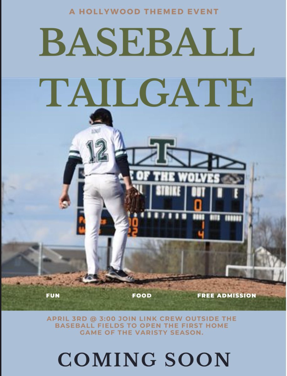 One week from today! Link Crew Presents the first ever 

TIMBERLAND BASEBALL TAILGATE!

Fun! Food! Free! Be there!!! ⚾️🧢🌭🍿