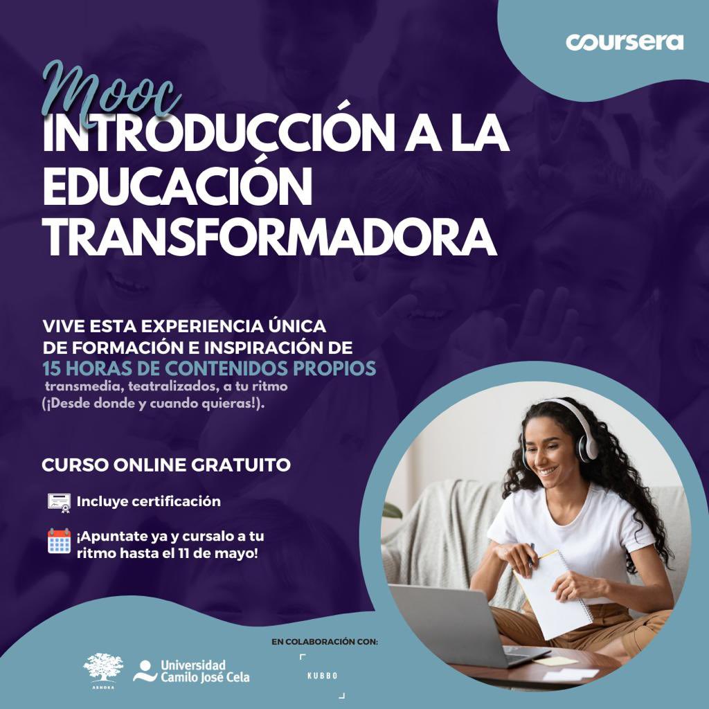 AshokaSpain's tweet photo. 👉 Regístrate al MooC gratuito de Introducción a la Educación Transformadora:

¿Cómo acompañar a la infancia/juventud/adultez en el desarrollo de su potencial como agentes de cambio?

👉👉👉 https://t.co/k8j6OzCoue https://t.co/I9NpRfgsgW