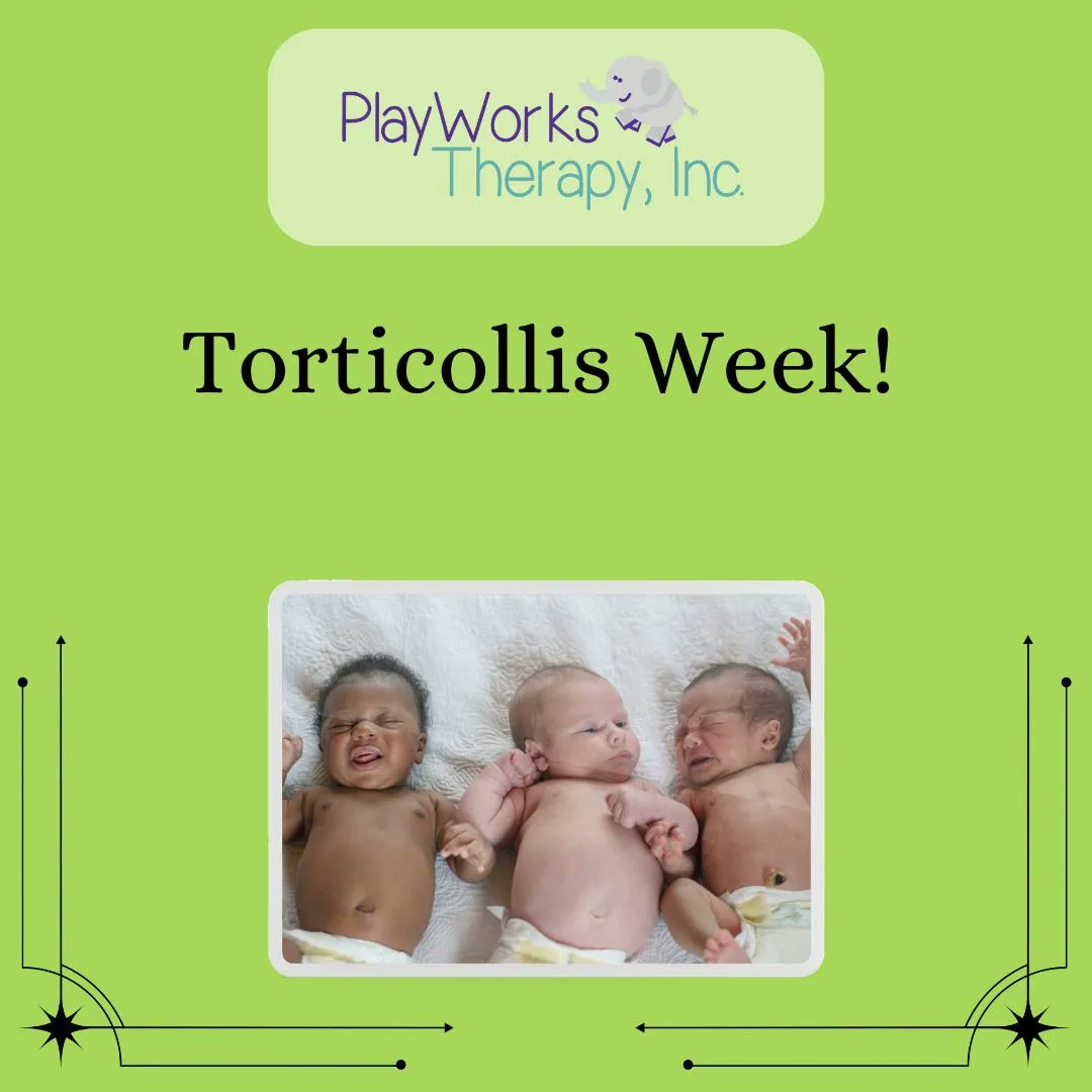 Playworks_Chi's tweet photo. What is torticollis? Torticollis is a common condition involveing tightness &amp; weakness in your baby's neck muscles. It typically presents as a head rotation &amp;/or head tilt. You may notice a flat spot on your infant’s head from their preference to hold their head in 1 position. https://t.co/gNHBi6KgbO