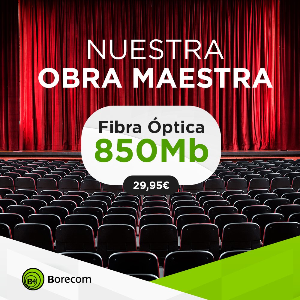 En el Día Mundial del Teatro, disfruta de nuestra obra maestra. 

FIBRA ÓPTICA 850 Mb ➡️ 29,95€

➡️ borecom.com/fibra