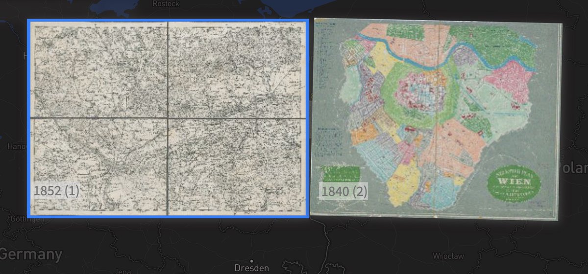 chronohh's tweet photo. Die ersten 2 Karten der @ubwien im Chronoscope World :: Wien 1840 und die Umgebung von Küstrin ~1852
#ChronoLink https://t.co/n9rUEr2eMI
#oldmaps #iiifmaps #openGLAM https://t.co/EW1nK0K8QS