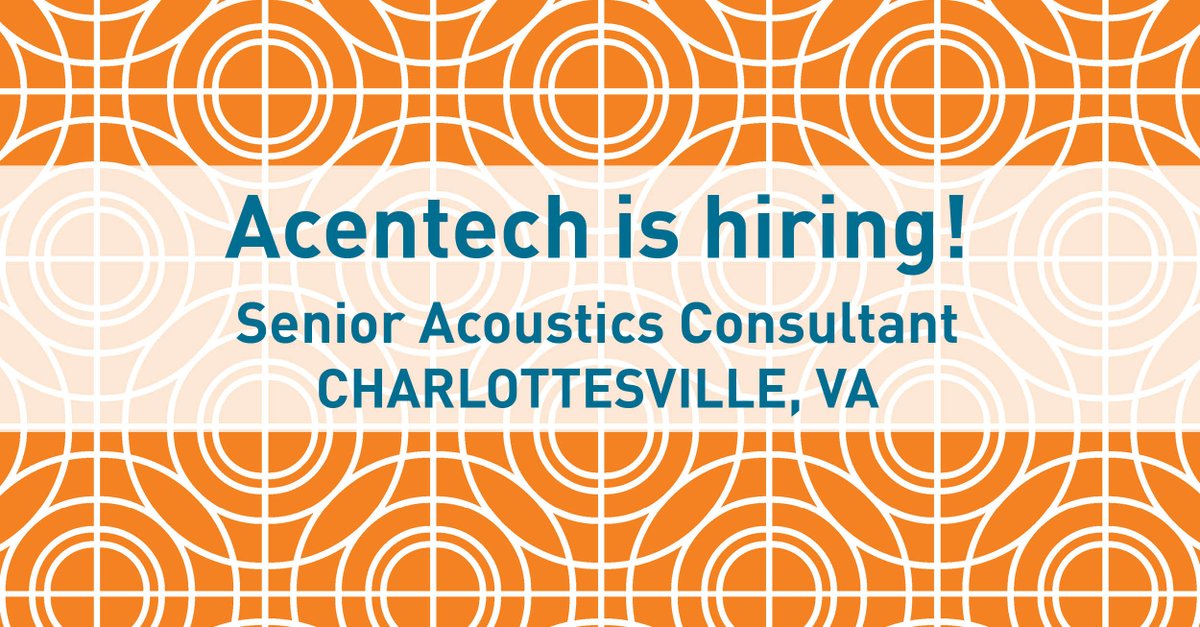 Acentech is looking for an experienced consultant to work in our acoustics group in Charlottesville. Come be part of our growth! We have amazing benefits too!
More info: acentech.com/open-position/…

#werehiring #acousticsconsultant #charlottesville #greatplacetowork #greatbenefits