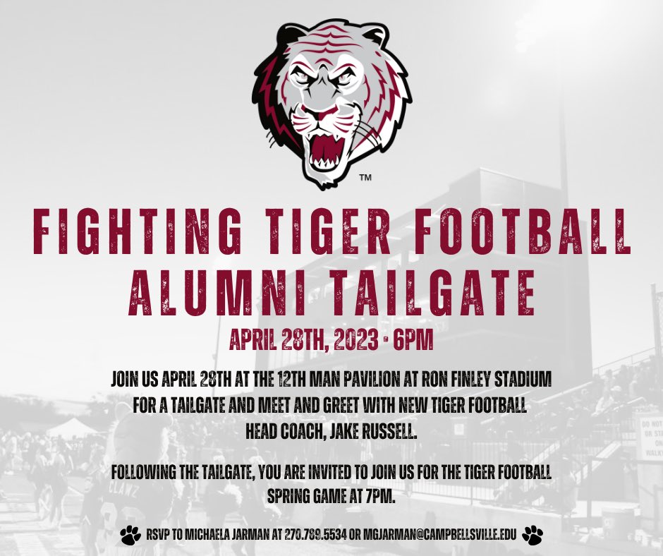 Spring ball starts up this week 🏈! MARK IT DOWN! Fighting Tiger Football Alumni, spring game is April 28th!! Come hang out and meet with Coach Jake Russell!