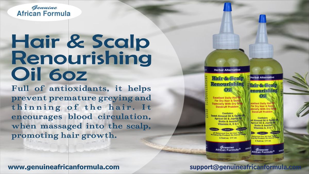 AfricanFormula's tweet image. Hair &amp;amp; Scalp Nourishing Oil 6oz is a superior, light-weight hair and scalp oil treatment. 

 Shop here - bit.ly/40Gh8xl

#AfricanBeePollenHighQualityShampoo8oz #GenuineAfricanFormula #SkinCare  #BotanigelSkinTreatment #Skin #NaturalSkin #HealthySkin #Natural #Beauty