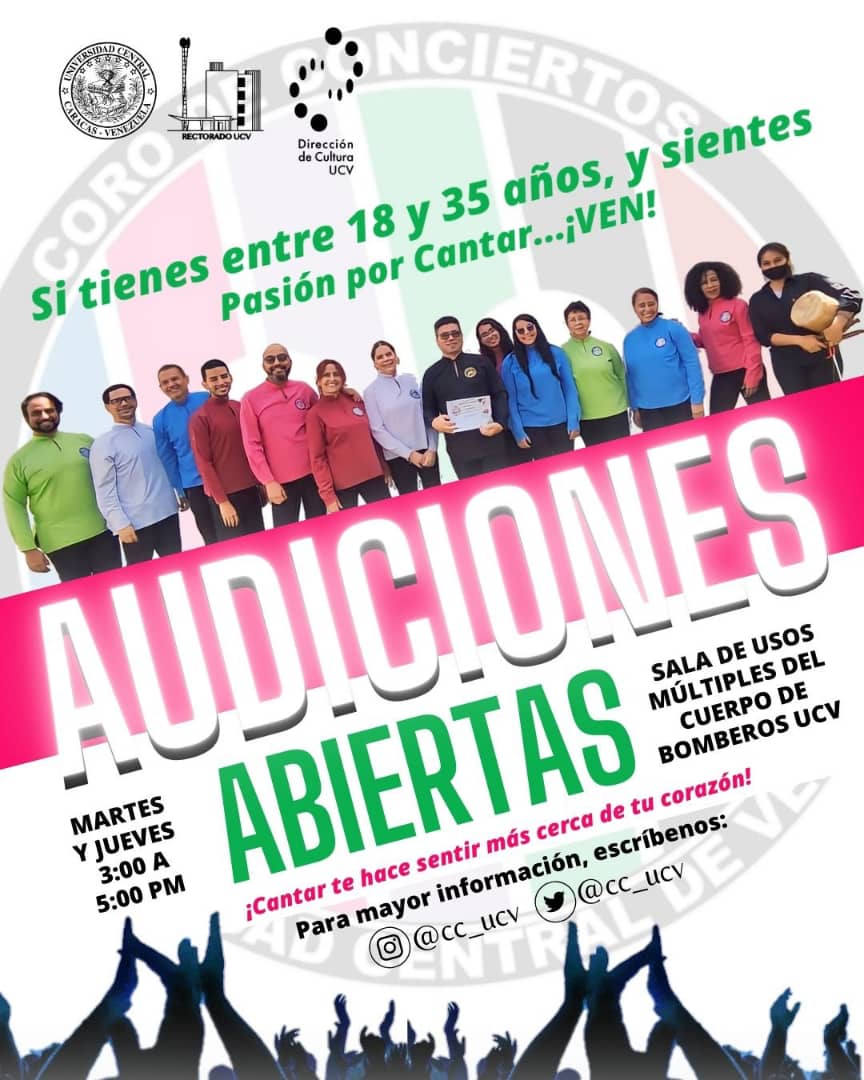 InfoCoralVzla's tweet photo. 🎤 𝐀𝐔𝐃𝐈𝐂𝐈𝐎𝐍𝐄𝐒 🎤 #Caracas
════════════════
Coro de Conciertos de la #UCV ya se encuentra en audiciones en todas sus filas. Recuerda para acceder a esta información haz click sobre nuestro enlace aquí 👇👇
https://t.co/jMZMZLvfGW https://t.co/PCoMpWT7nB