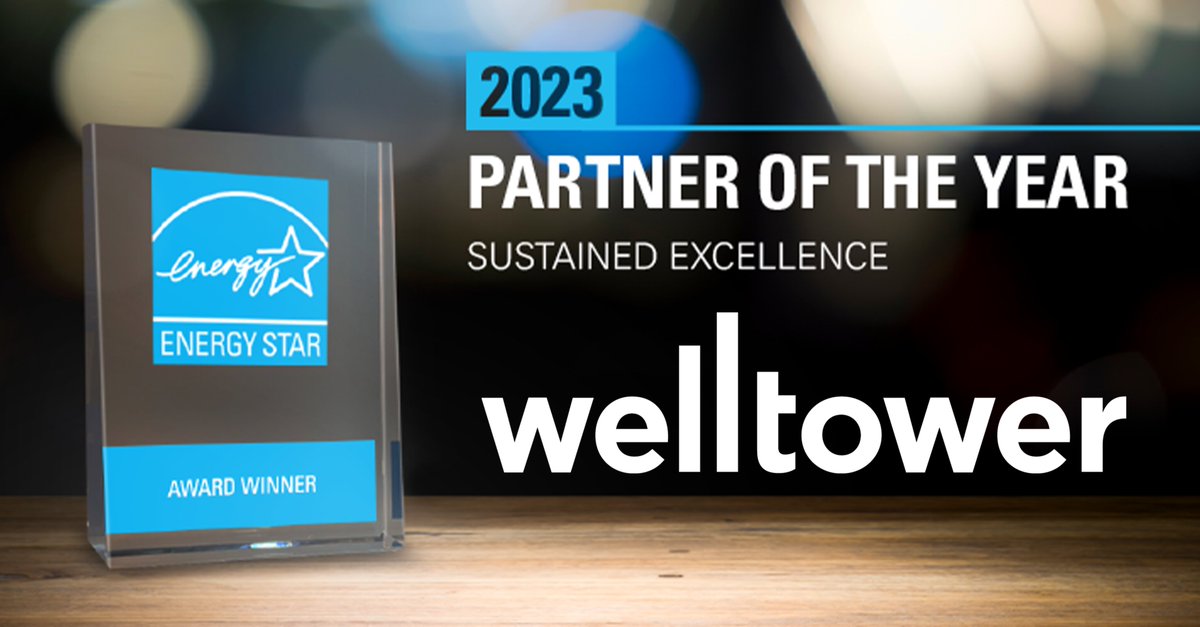 Welltower Inc. (@welltower) on Twitter photo Welltower is proud to announce that it has received the 2023 <a href="/ENERGYSTAR/">ENERGY STAR</a> Partner of the Year – Sustained Excellence Award from the <a href="/altUSEPA/">altEPA</a> and the U.S. Department of <a href="/ENERGY/">U.S. Department of Energy</a> (DOE) for the fifth consecutive year.
#ENERGYSTAR #ENERGYSTARawards Welltower is proud to announce that it has received the 2023 <a href="/ENERGYSTAR/">ENERGY STAR</a> Partner of the Year – Sustained Excellence Award from the <a href="/altUSEPA/">altEPA</a> and the U.S. Department of <a href="/ENERGY/">U.S. Department of Energy</a> (DOE) for the fifth consecutive year.
#ENERGYSTAR #ENERGYSTARawards