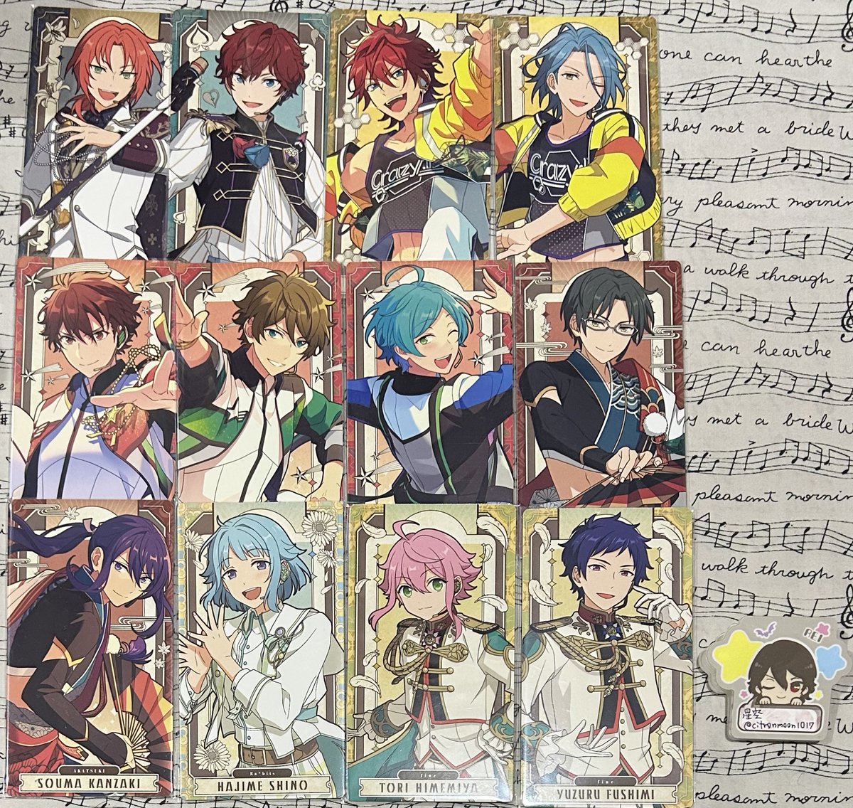 citronmoon1017's tweet photo. 【交換/譲渡】あんスタ アルカナカード 過去弾

(譲)☆(レオ 一彩 燐音 HiMERU)
◇(千秋 翠 奏汰 敬人)
◯(颯馬 創 桃李 弓弦)

(求)同異種零 薫
or 1点150円＋送料

郵送又は4/1都内、4/2エレメント上映会手渡し。
☆は交換優先。譲渡は◯同数以上引取。
◇譲渡は◯半数〜引取。
◯は単体可能。
→ https://t.co/XW3y5yvUjM