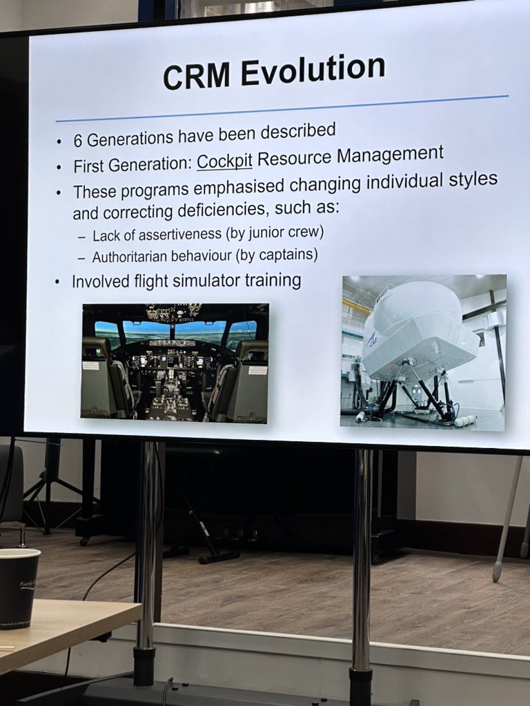 DrStevenKinnear's tweet photo. CRM is now in it’s 6th generation.

#HumanFactors #threatanderrormanagement #crewresourcemanagement #aviationmedicine #avmed https://t.co/aAr9IUWFyt