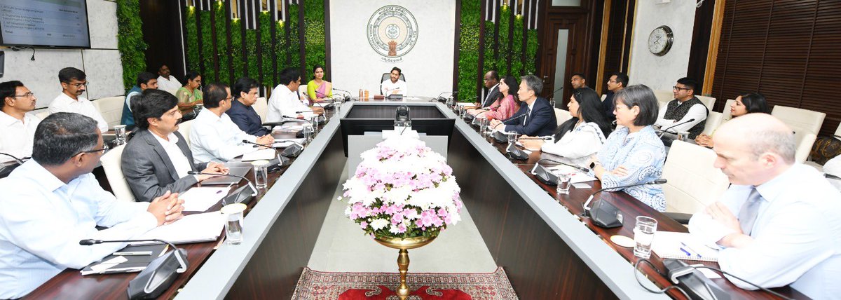 AndhraPradeshCM's tweet photo. A delegation of #WorldBank led by its Country Director for #India, Auguste Tano Kouamé, called on #CM @ysjagan at camp office on Monday and reviewed three world bank funded projects including  Strengthening of Public Health sector,  SALT(Edu) AP Irrigation Transformation Project https://t.co/holddUbI5m