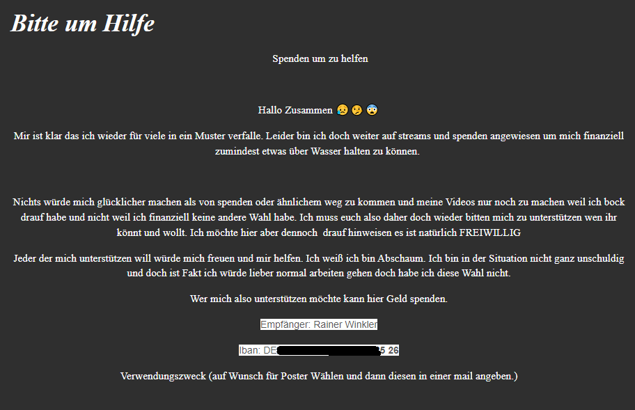 Yuggoth12's tweet image. #drachenlord hat im Stream wieder sein TikTok Video und Blog von gestern beworben, in diesem er bittet Geld per IBAN zu schicken. Dies ist der EINZIGE Content des Streams. Ob das im Interesse von @TikTok_Germany ist? Ich habe diesen Kanal wegen "Betrug und Schwindel" gemeldet!