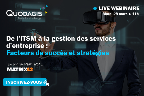 ITiForums's tweet image. [#Webinar 🖥️]
📢 Déployez l’ITSM à l’échelle de l’entreprise avec l’Enterprise Service Management
🗣️🎙️@laurent_roussel et Frédéric Jouannet (@QuodagisEsn ) &amp;amp; @sribeiro_paris et @BrendanLhereec (@Matrix42_global) 
📅RDV le 28 mars, à 11h
📝itiforums.com/l/?l=j1q2b5m