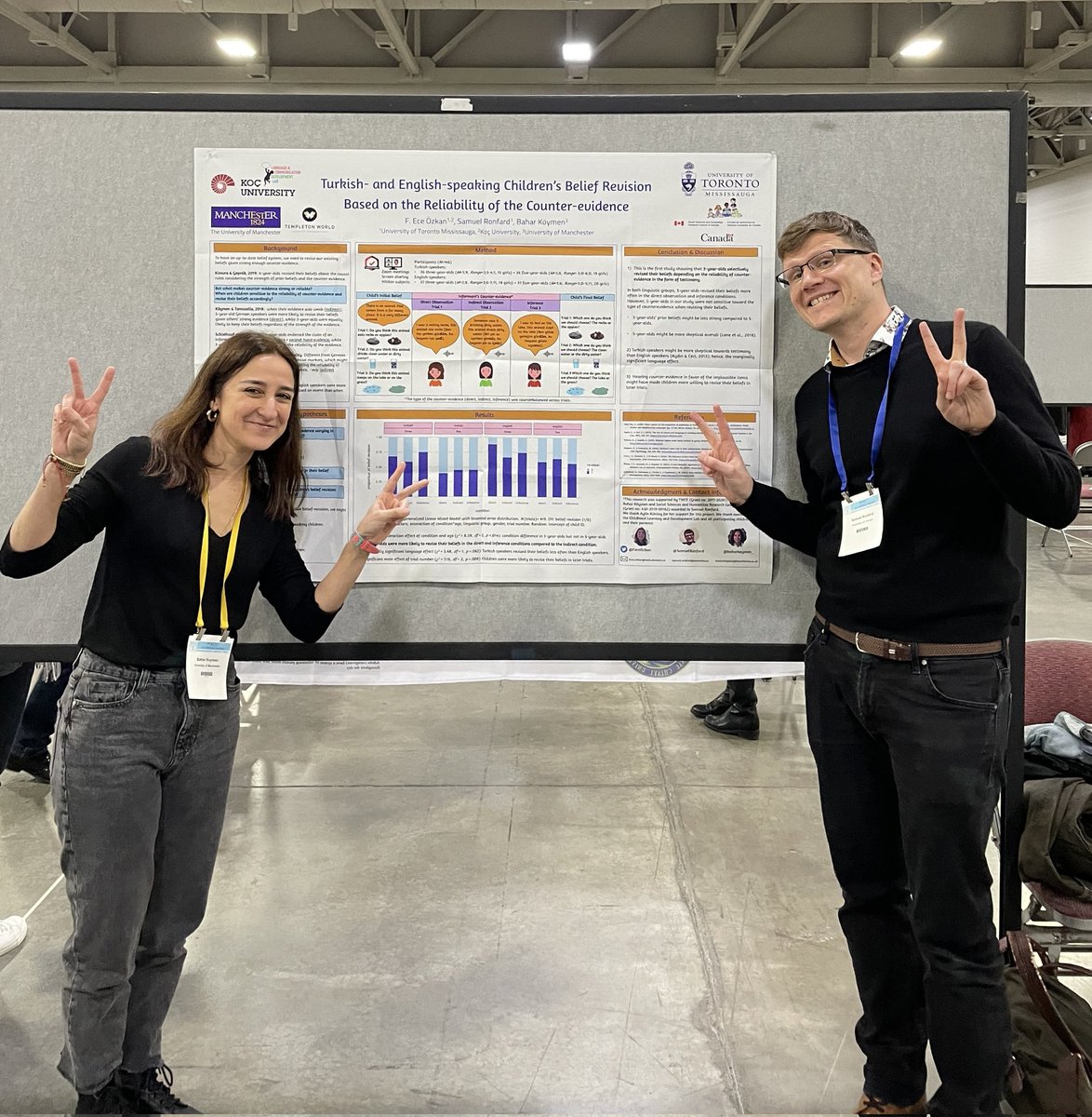 Although I couldn't go to Salt Lake City due to visa issues, my wonderful co-authors and mentors @baharkoymen_ and @SamuelRonfard presented my poster! ❤️
We examined young children's belief revision. Stay tuned!
#SRCD2023