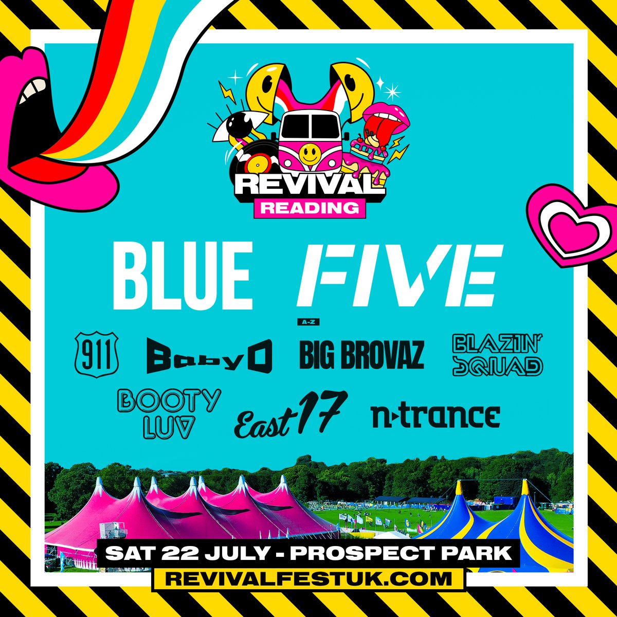 Some of the biggest names of 90s/00s pop and dance are coming to Prospect Park this summer! Join @officialblue, @itsfiveofficial, @officialeast17, @RealBigBrovaz, @BabyDofficial and more at Revival Festival on 22 July! Tickets on sale now: whatsonreading.com/venues/reading…