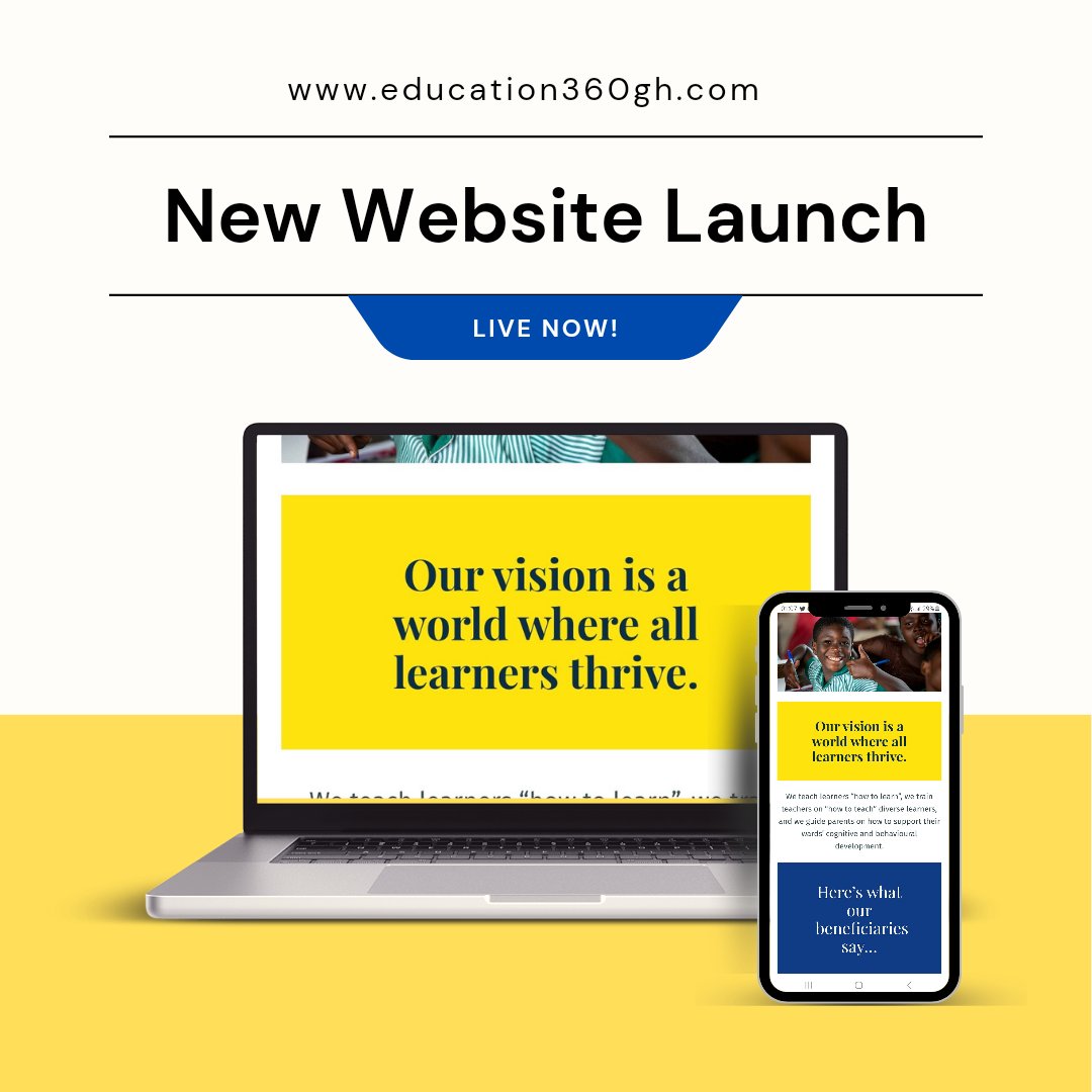 Education360gh's tweet photo. #Today, we are thrilled to announce the launch of our new website!!!😃
Visit https://t.co/xjP3yyZ67m to learn more about us, our work, what's new, and how to get involved. 

#Education360 https://t.co/7DsgYMglws