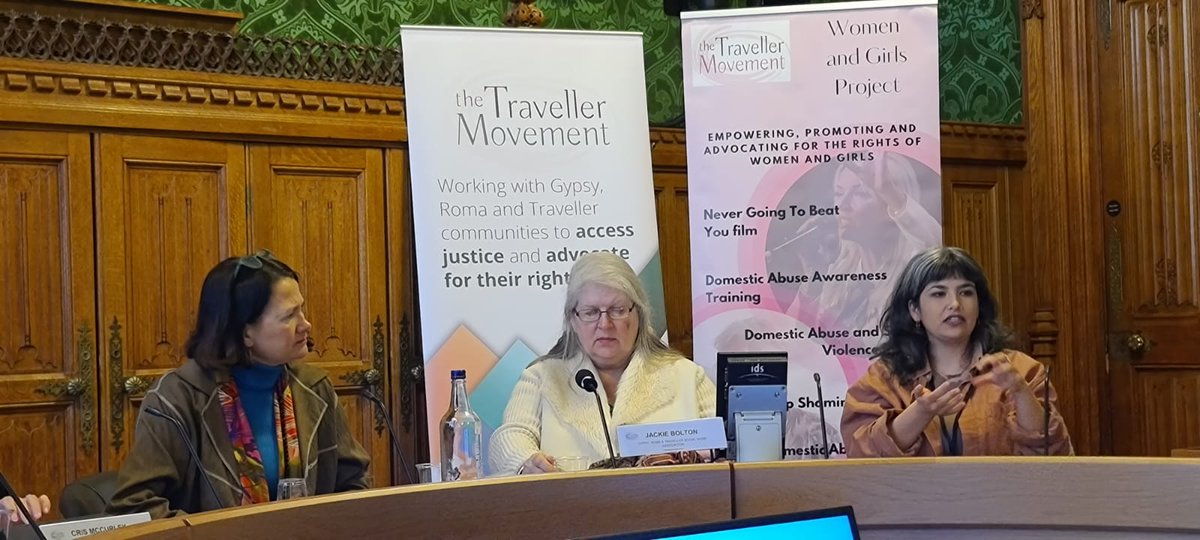 Speaking right now is community social worker <a href="/boltonjackie/">Jackie Bolton</a> from <a href="/RomTravellerSW/">Romani & Traveller Social Work Community Group</a> who is sharing her experiences of supporting our GRT communities over many dedicated years

#TMSafeSpaceforWomen