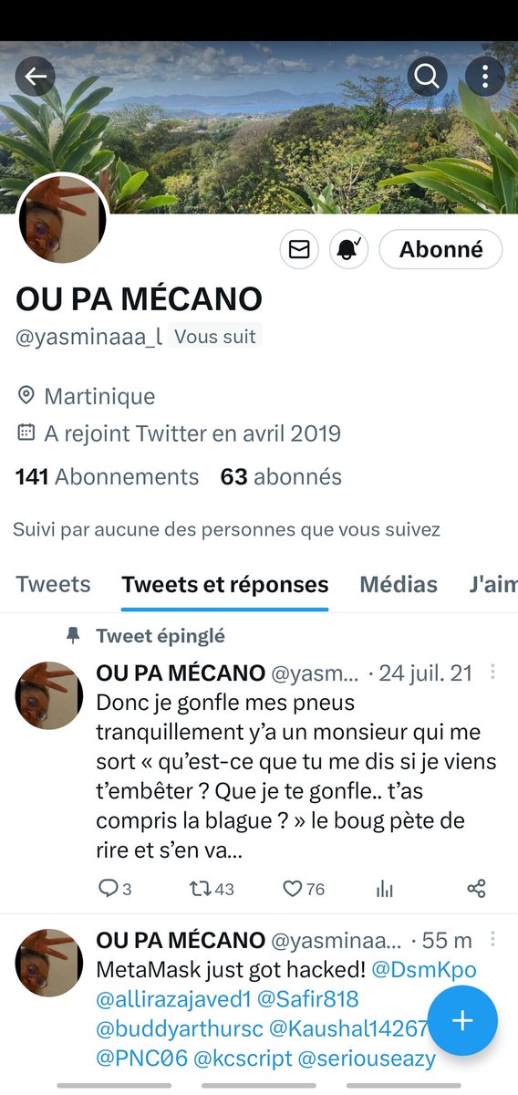 reyno's tweet photo. Aux abonnés de @yasminaaa_l , son compte s'est fait piraté et Tweeter ne semble pas trop se manier le cul pour l'aider... bref 
Signalez @yasminaaa_l en masse s'il vous plaît .
Son nouveau compte est @Yaaasmina_l https://t.co/URNuMvHEuM