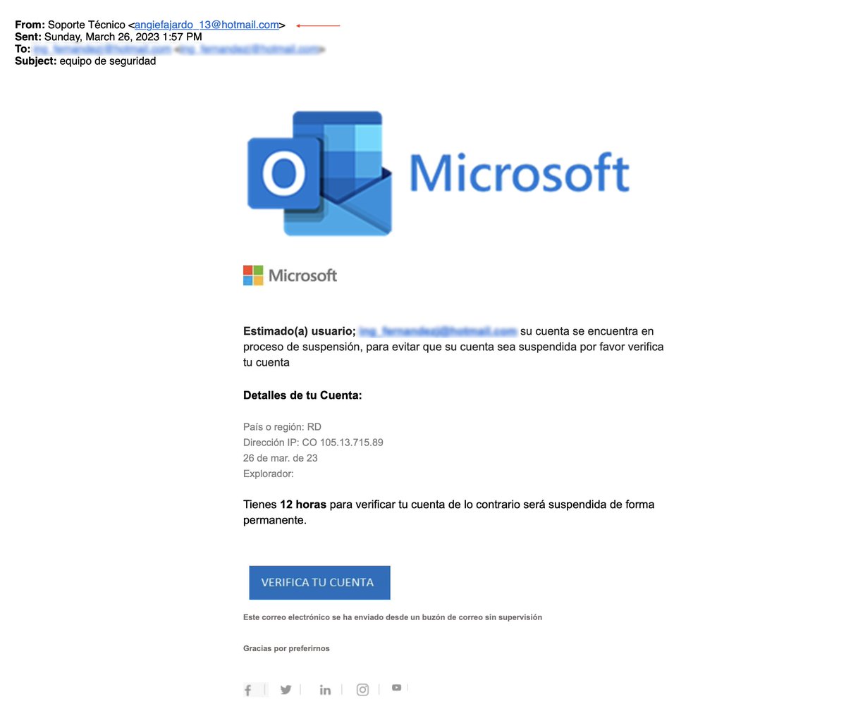 FHONSRD's tweet photo. Aviso Importante para los usuarios con cuentas de correo electrónico de Hotmail y Microsoft: Existe un nuevo brote o bombardeo de PHISHING. Por favor tomen precauciones.

#FHONS #tecnologia #soluciones #solucionesTI #informatica #DeTIsabemosnosotros #Hotmail #Microsoft https://t.co/sFwL1CIljE
