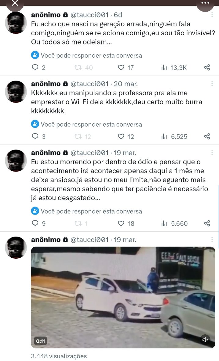 BastosCrica's tweet photo. Adolescente de 13 anos 
Um assassino mesmo. Cara, tô simplesmente chocada . Impossível não demonstrar que tinha alguma coisa de errada com ele, pais relapsos e omissos. https://t.co/ptgayeykKQ